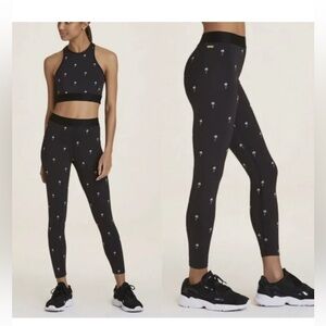 Women's Black Alala Palm Tree Patterned Leggings